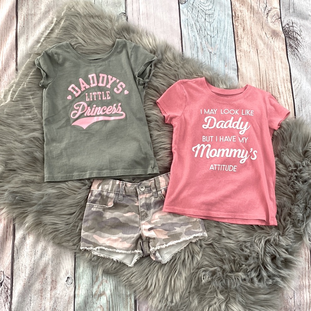 The Children’s Place Camo Short with Coordinating Tees Size 4T